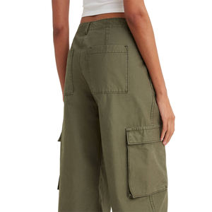 Top trendy Women <b>Cargo</b> Pants Baggy Fit Cotton Twill High Waist Wide Leg Multi Pocket Streetwear <b>Y2K</b> <b>Cargo</b> Trousers Custom OEM - Product Image 5