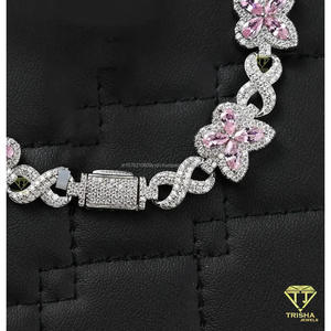 Stylish Classic Butterfly Link Tennis <b>Bracelet</b> Pink Gemstones Lab Grown Diamonds Rose Gold 925 Sterling Silver Iced <b>Infinity</b> - Product Image 2