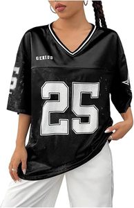 Women's <b>Y2k</b> Baggy T-Shirts V Neck Half Sleeve Sportswear Tees Jersey <b>Top</b> Streetwear - Product Image 5