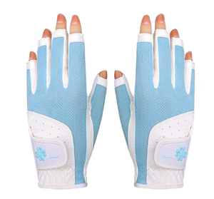 ถุงมือกีฬากันลื่นครึ่งนิ้ว สีฟ้าอ่อน สีขาว โพลีเอสเตอร์ สำหรับทุกเพศ สำหรับปั่นจักรยาน - Product Image 1