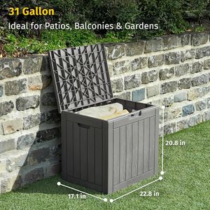 Boîte de rangement en résine imperméable de 31 gallons pour l'intérieur et l'extérieur, pour coussins de patio et outils de jardinage - Product Image 3