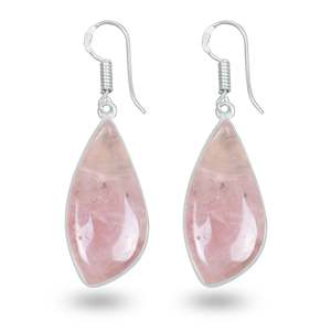 Natural Rose Quartz Crystal Pair Set Different Style Healing Crystal Jewelry At Best 925 Sterling Silver Fine <b>Clip</b>-on Earrings - Product Image 4