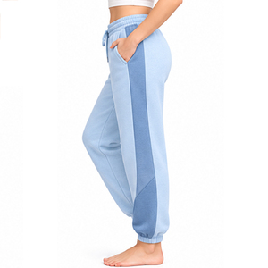 Pantalones Deportivos Casuales para Mujer, Color Lavanda, Corte Recto, Cintura Elástica Alta, Paneles Laterales en Contraste, Puños en las Pantorrillas, Ecológicos, de Secado Rápido - Product Image 4