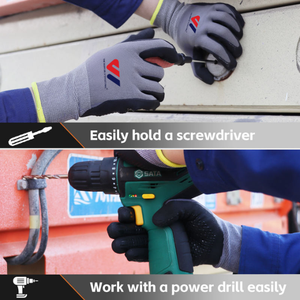 ถุงมือทำงานนิรภัยเคลือบโฟมไนไตรล์ไมโครไฟน์ ทนทานต่อน้ำมัน ยึดเกาะดีเยี่ยม ขายส่งจากโรงงาน ผลิตจากไนลอน/โพลีเอสเตอร์ - Product Image 5