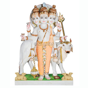 Premium Marble Dattatreya Statue with Trishul | Handcrafted White Marble Lord Dattatreya Murti | MALIYAS Jaipur - Product Image 2
