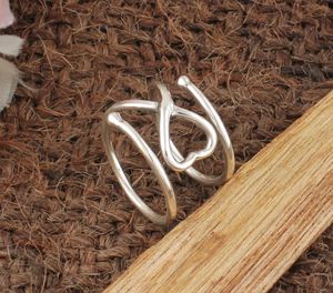 Bague en argent sterling 925 avec serti clos en forme de cœur, pour femme, bague géométrique épaisse en forme de cœur, bijoux fins d'esthétique rétro - Product Image 6