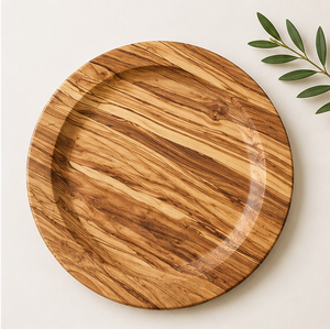 Handcrafted Wood Charger <b>Plate</b> Natural Grain Rustic Round Wooden Dinner <b>Plate</b> for Luxury Wedding and Modern Table <b>Decor</b> - Product Image 1