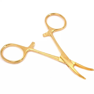 Fine quality stainless steel low price <b>gold</b> handle polish satin mosquito hemostatic Forceps self needle holder locking forceps - Product Image 1