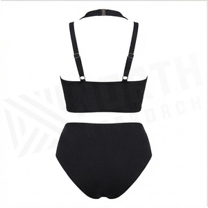 Ensemble de yoga 2 pièces imprimé papillon bleu avec finition dorée, body à col en V profond et jupe portefeuille longueur genou - Product Image 2