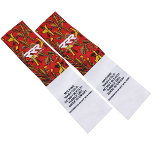 ป้ายทอคุณภาพสูงแบบกำหนดเอง ป้ายชื่อแบรนด์ โลโก้ ป้ายเสื้อผ้าลายดามัสก์ ป้ายเสื้อผ้าแบบพับกลาง - Product Image 4