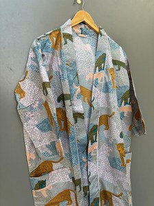 Robe kimono en coton à imprimé oiseaux, style bohème, kaftan de festival, tenue de détente élégante, été-printemps, séchage rapide, longueur intégrale - Product Image 4