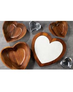 Bol de service en bois en forme de cœur, style antique, écologique, bol en bois frais, bol à fruits en bois d'acacia, cadeaux de la Saint-Valentin, bol en bois - Product Image 1