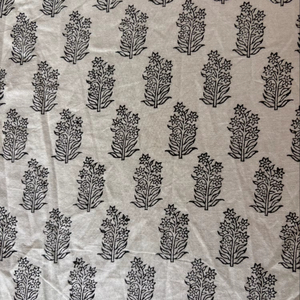 Classic Eco-Friendly Lightweight Hand Block Printed Cotton Fabric Small <b>Black</b> Floral Motif Natural Base 90 GSM for Bags Home - Product Image 2