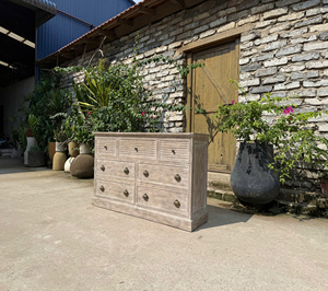 Chair Walnut Solid Wood 5 Drawer Dresser <b>Rustic</b> Storage <b>Cabinet</b> Brown Wooden Chest for Bedroom Living Room Viet Nam - Product Image 1