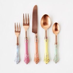 Trending Gold And <b>Grey</b> Handle Stainless Steel Flatware <b>Set</b> Luxury Spoon Fork Knife Tableware - Product Image 3