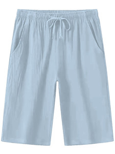 <b>Men</b> <b>White</b> Quick Dry Mid Rise 100% Polyester Knitted Bermuda <b>Shorts</b> with Pockets Elastic Waist Casual Sport <b>Shorts</b> - Product Image 3