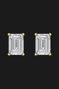 Boucles d'oreilles clous de luxe en moissanite taille émeraude, solitaire à quatre griffes, en argent 925, bijoux fins, cadeau brillant pour femmes et hommes - Product Image 6