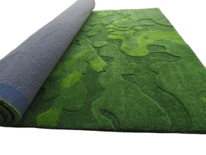 Alfombra Moderna Hecha a Mano, Alfombra Texturizada Abstracta Verde |   Alfombra de área con diseño orgánico |   Alfombra para Sala de Estar |   Decoración del Hogar de Tamaño Personalizado - Product Image 3