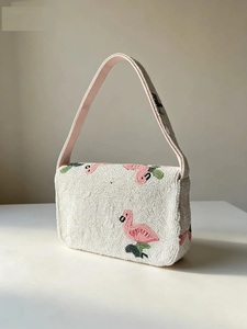 Export Quality Classic Durable Glass <b>Beaded</b> Saddle Shape Lightweight Waterproof <b>Handbag</b> Women Casual Sparkling Party Evening - Product Image 5