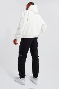 Sweat-shirt à capuche surdimensionné pour homme, imprimé dessin animé blanc, streetwear, coton tricoté, vêtements d'automne - Product Image 3
