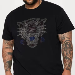 เสื้อยืดลายเสือประดับเพชรหรูหราสำหรับผู้ชาย ผ้าคอตตอนหนานุ่ม สไตล์สตรีทแวร์ ฮิปฮอป แฟชั่น บลิงค์ คุณภาพพรีเมียม - Product Image 4