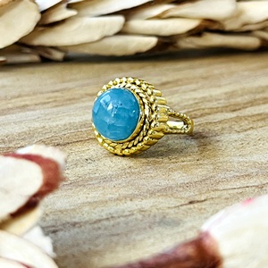 Trendy Boho Chalcedony <b>Ring</b> Tribal Brass Jewelry For Women 18k Gold Plated Ethnic Statement <b>Ring</b> For Wholesale/OEM/ODM - Product Image 4