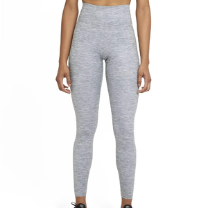 High Waist Seamless Elastic Waist Yoga <b>Leggings</b> Full Length Color Blocking Gray Spandex/<b>Nylon</b> Lightweight Women's Fitness Pants - Product Image 3