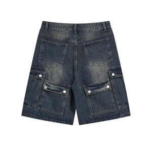 Men's High Waist Asymmetric Hip Hop Denim Shorts Crystal Decoration Breathable Spandex/Cotton Blend Ripped Distressed Snow Wash - Product Image 4