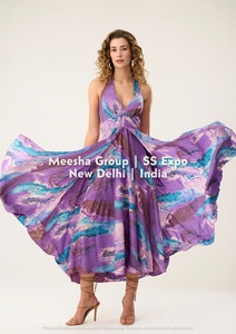 Robe longue de plage d'été fluide imprimée à col halter et dos smocké pour femme, assortiment varié - Product Image 5