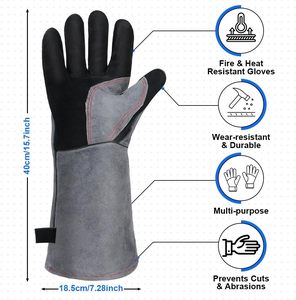 Guantes de Soldadura de Cuero Vacuno de Grano Fino Personalizados, Resistentes, Cómodos, Antideslizantes, Transpirables, Impermeables y Anticorte - Product Image 2