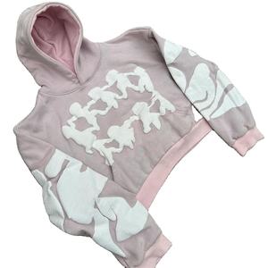 Sudaderas con capucha de gran tamaño con logotipo personalizado de 500GSM-600GSM para hombre, sudaderas gruesas de algodón pesado recortadas en blanco con estampado de hojaldre - Product Image 6