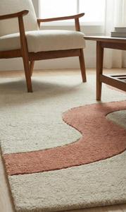 Alfombra Moderna Abstracta de Líneas Onduladas, Hecha a Mano con Lana, Antideslizante, Suave y Minimalista para Sala de Estar, Dormitorio y Decoración del Hogar - Product Image 3