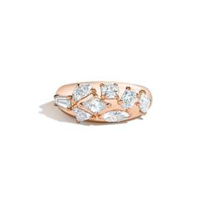 Mixed Cut Lab Grown Diamond Bombe <b>Rings</b> 2 Carat 9mm Wide Fancy Shape Multi Stone Cluster <b>Dome</b> Bands Prong Set 14K Gold Wholesale - Product Image 5