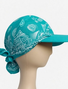 Teal Bandana <b>Style</b> Cap With Vintage Print Sun Protection Outdoor Casual Unisex Hat - Product Image 3