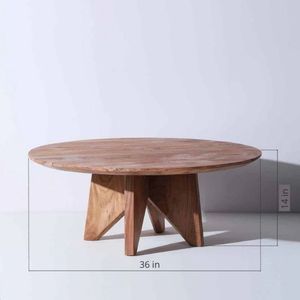Mesa de Centro Redonda de Madera de Acacia Sólida, Muebles Rústicos Hechos a Mano para Sala de Estar, Entrada, Decoración de Casa de Campo - Product Image 3