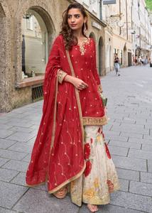 LD CREATION - Salwar Kameez de Diseño en Crepé de Seda Bordado, Moderno, Elástico, Reversible, Antiarrugas, con Protección Solar, en Organza - Product Image 2