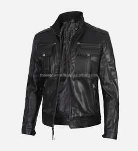 Veste en cuir de logo personnalisé de haute qualité, à la mode, à prix de vente entier, vêtements, veste en cuir coupe-vent et résistante pour hommes - Product Image 1