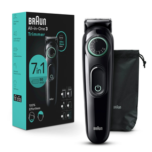 Kit de Afeitado Eléctrico para Hombre Braun Serie 3 3470, Todo en Uno, 7 en 1, Maquinilla de Afeitar de Acero Inoxidable, Incluye Recortadora de Barba Portátil - Product Image 1