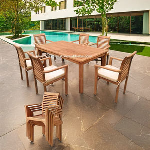 Lightweight Modern Waterproof Indonesia Teak Wood <b>Patio</b> Garden <b>Chair</b> Durable Outdoor Dining Furniture for Park Courtyard Hotel - Product Image 2