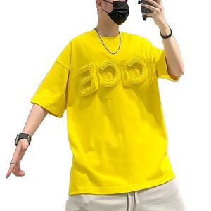 Vêtements pour hommes T-shirt hip-hop surdimensionné en coton à col ras du cou Streetwear Tissu tricoté pour hommes - Product Image 2