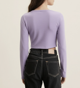Crop Top <b>for</b> <b>Women</b> Casual Cotton Summer V-neck Batwing Sleeve Quick Dry OEM ODM Customized Label Daily Wear - Product Image 5