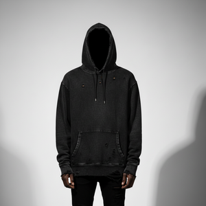 Sweat à capuche zippé personnalisé pour homme, en coton molletonné épais, effet vieilli, délavé à l'acide, style streetwear vintage, faible MOQ, OEM - Product Image 2