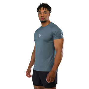 Camiseta de Manga Corta Azul Tormenta para Hombre, Cómoda, de Algodón Premium, Informal, Elegante, para Gimnasio, Venta al por Mayor, Ropa Deportiva Moderna - Product Image 2