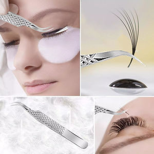 Pince à épiler professionnelle à pointe incurvée pour extensions de cils, en acier inoxydable, outil à pointe fine pour faux cils et greffage - Product Image 5