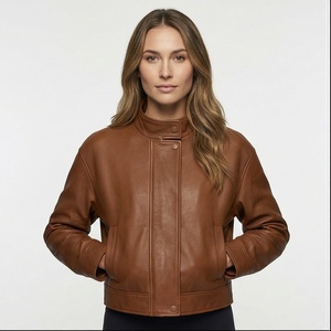 Chaqueta de cuero a la moda para mujer de nuevo estilo, cuero de ante de cabra Vintage para mujer, chaqueta de cuero personalizada para mujer - Product Image 2
