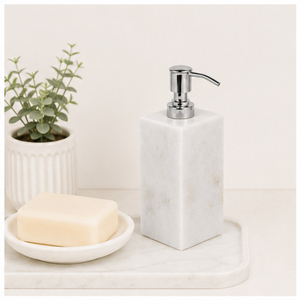 Distributeur de savon en marbre blanc naturel de luxe, flacon de lotion rechargeable fait main avec pompe en acier inoxydable pour hôtel et salle de bain - Product Image 4