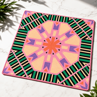 Tapis de Mahjong Américain Géométrique Rétro de Luxe Personnalisé 33 pouces, Housse de Table de Jeu Pliable en Néoprène Premium Antidérapante, Logo Personnalisé pour Poker