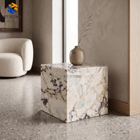 KT Stone Rosso Levanto Couchtisch, Roter Marmor Beistelltisch Nachttisch, Luxuriöse Steinmöbel