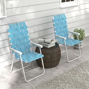 Set di 2 Sedie Pieghevoli Classiche Blu con Braccioli, Sedie Portatili per Campeggio e Giardino per il Massimo Comfort - Product Image 2