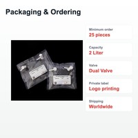 Sac d'échantillonnage de gaz TECHINSTRO Tedlar 2 litres avec film PVF et double valve, étanche pour l'échantillonnage d'air, de COV et de gaz du sol